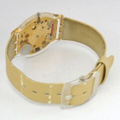 ジャンク 不動 swatch AG 2001 クオーツ式腕時計 2針 樹脂フレーム スケルトン ゴールド系 札幌市 清田区 平岡の画像