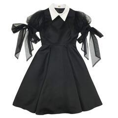 DEA. by ROBE de FLEURS ディアバイローブドフルール 襟付きチュールリボンフレアキャバドレスの画像