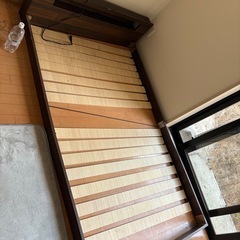 ベットフレーム 宮棚付き ブラウン すのこ ライト付き コンセン...