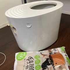 アイリスオーヤマ　上から猫トイレ（未使用、砂セット）