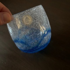 琉球ガラス　泡花見グラス 青
