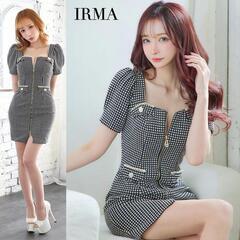 IRMA イルマ フロントジップ パフスリーブ チェック タイト...