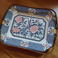 珍しい 後山作 花柄 八角形皿