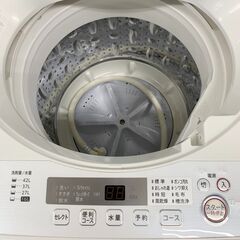 25C100_ジB SHARP シャープ 4.5kg全自動洗濯機 ES-G4E6-KW 2018年製 単身 一人暮らし 生活家電 現状品 中古の画像