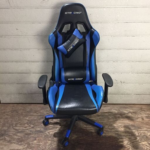 3/2終 GTRACING ゲーミングチェア サイズ:幅67.31×奥行51.15×高さ120.65cm～132.08cm ブルー 25b菊TK