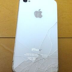 ■背面割れジャンク■SoftBank Apple iPhone 4 A1332 ホワイト ネットワーク利用制限○ パスワード不明の画像