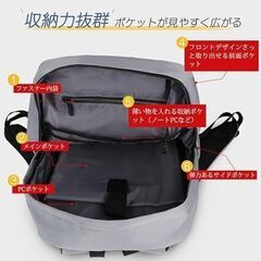 多機能軽量リュック　グレー色　新品格安　容量25L位の画像