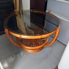 丸　ガラス　ローテーブル