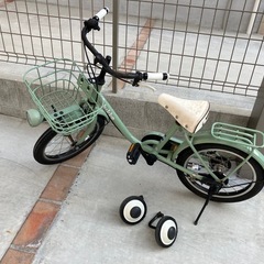 bikke 幼児用自転車 ミントグリーン　16インチ　補助輪ありの画像