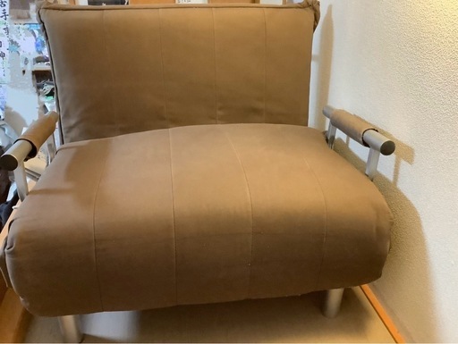 【美品】折りたたみソファベッド シングル茶