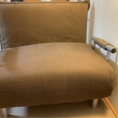 【美品】折りたたみソファベッド シングル茶
