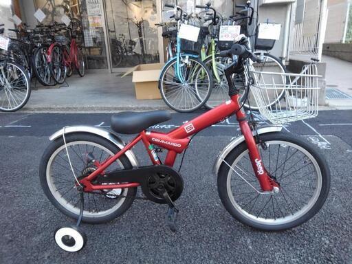 中古子供自転車３４２５　前後タイヤ新品！　JEEP　１８インチ　ギヤなし　 身長１０５㎝前後　＊片足スタンドに変更可・無料（購入時のみ）