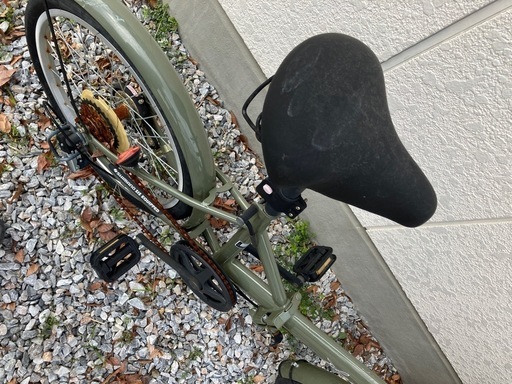 折りたたみ自転車　前カゴ付き　カーキ
