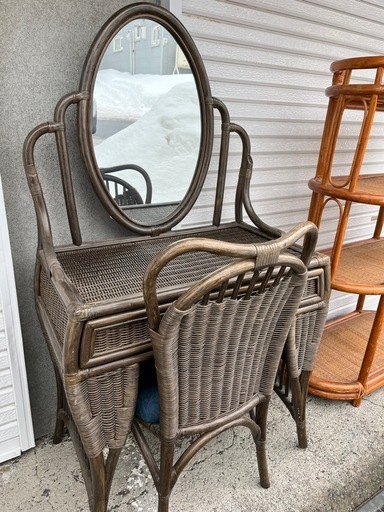 ヴィンテージ ラタン ドレッサー 籐家具 鏡台 ビンテージラタン