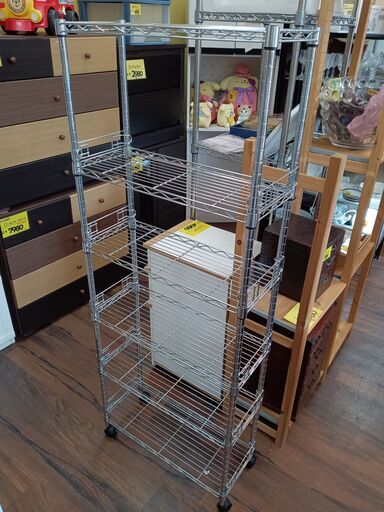キャスター付き　6段スチールラック　サイズ（約）幅59×奥24×高154.5　　■近隣配送無料 買取GO‼　栄和店