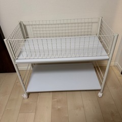 【お受け渡し日時調整中】キャスター付きワゴン　ホワイトの画像