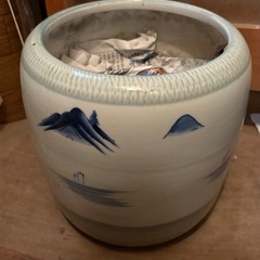 山水火鉢　灰入り　