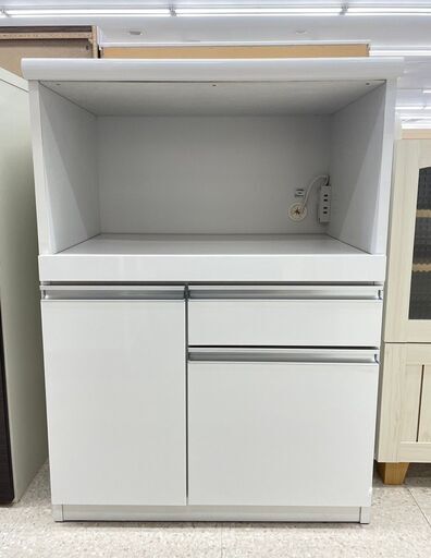★ジモティ割あり★  レンジ台 白 H97×D45×W70 クリーニング済み TJ11037