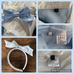 メイド服✿2着set✿黒色Lサイズ水色Mサイズカチューシャエプロンの画像
