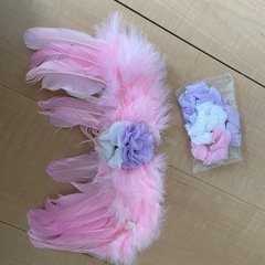 ニューボンフォト 小物 羽 ピンク