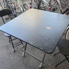 リサイクルショップどりーむ荒田店 No1730 折りたたみテーブル＆椅子二脚セット　ダイニング　ガーデン　の画像