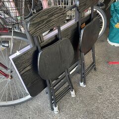 リサイクルショップどりーむ荒田店 No1730 折りたたみテーブル＆椅子二脚セット　ダイニング　ガーデン　の画像
