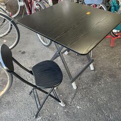 リサイクルショップどりーむ荒田店 No1730 折りたたみテーブル＆椅子二脚セット　ダイニング　ガーデン　の画像