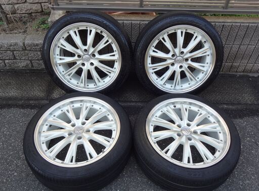 アネーロコラソン(ANHELO CORAZON) 19インチ アルミホイール  8.5J PCD:114.3 5H +35 ホワイトポリッシュ 4本