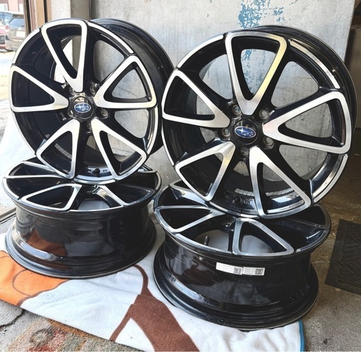 札幌市内配送可 スバル SAA 純正アルミホイール4本セット 17インチ 7.0J+55 PCD114.3 5穴 WRX