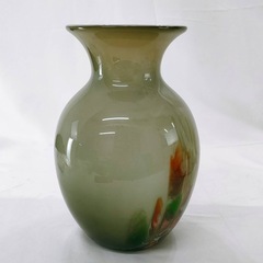 花瓶　薄緑　大きめ　陶器　花壺　置物の画像