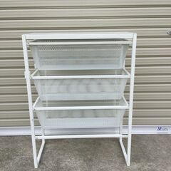 239 イケア IKEA ヨナクセル 収納コンビネーション  収納ラック 収納かご ホワイト  ランドリー収納の画像