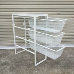 239 イケア IKEA ヨナクセル 収納コンビネーション  収納ラック 収納かご ホワイト  ランドリー収納の画像