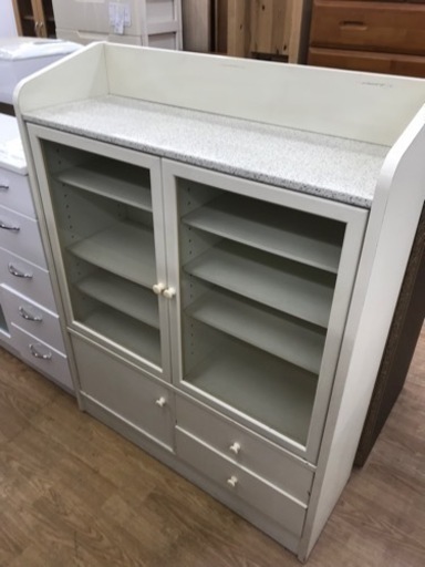 ★ジモティ割あり★ キッチン収納　おしゃれ　白　 H110×W85×D32　 クリーニング済み KJ8540