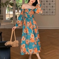ほぼ新品✨フローラルオフショルダーワンピースの画像