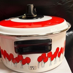 未使用昭和レトロ 象印ホーロー両手鍋 つくし レトロポップ  
