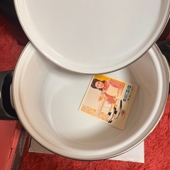 未使用昭和レトロ 象印ホーロー両手鍋 つくし レトロポップ  の画像