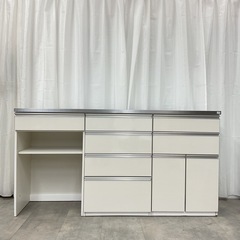 KB-80【新入荷　アウトレット】古賀家具　セレクト180 ステンレス天板　キッチンカウンター　白の画像