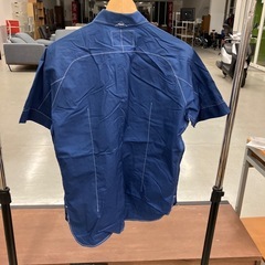 HA2502-194 配送不可 salvy; 半袖ワークシャツ ボタンダウン ホワイトステッチ ネイビー サイズ:2 汚れ有りの画像