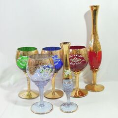 ベネチアンガラス☆ヴェネチアングラス ワイングラス 一輪挿し 花...
