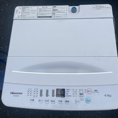 北九州市内配送無料　保証付き ハイセンス 4．5kg全自動洗濯機 オリジナル ホワイト HW-E4503