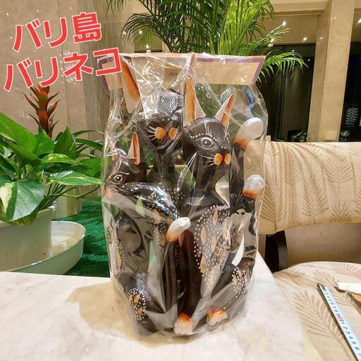 バリ島バリネコ木彫り雑貨 オブジェ 置き物