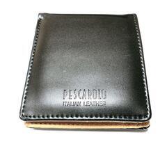 【PESCAROLO】イタリアンレザー2つ折り財布（ブラック）