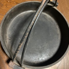 南部鉄器　鉄吊付き　すき焼き鍋　レトロ　インテリア　ヴィンテージ　アンティーク　古道具の画像