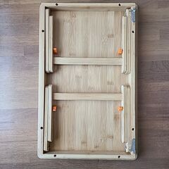 中古　IBOOHOME　竹製 ベッドテーブル ローテーブル 折りたたみ式　 (55×35cm)の画像