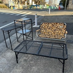 鹿ベンチ　キッチンテーブル　2点セット の画像