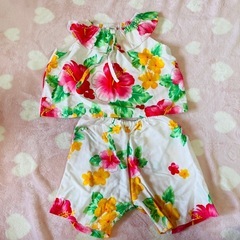 アロハシャツ　ハイビスカス柄　ベビー服