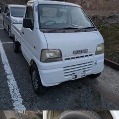 【引取限定】スズキキャリイ　平成13年　走行少　外観悪　ナンバー無し 書類あり　部品取りの画像