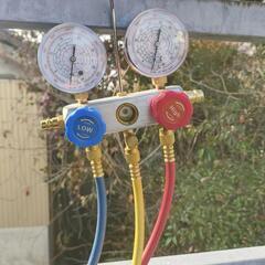 カーエアコンメンテナンスセット、マニホールド、真空ポンプ