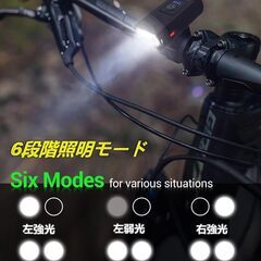 自転車ライト ロードバイク ライト 軽量 懐中電灯兼用 IPX5防水 防振 USB充電式 高輝度 800ルーメン 6つ調光モード 停電対応 地震対策 防振 クロスバイク ロードバイクライト前照灯 登山 夜釣り（ブラック）の画像