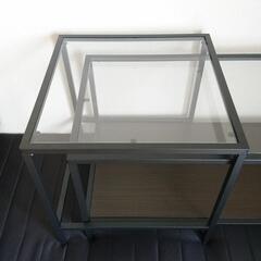 イケア ヴィットショー 黒 ガラス ネストテーブルの画像